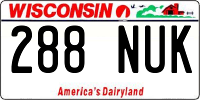 WI license plate 288NUK