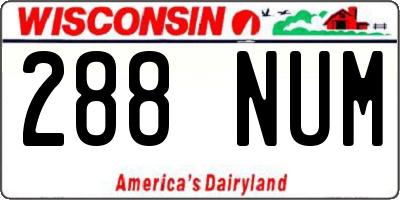 WI license plate 288NUM