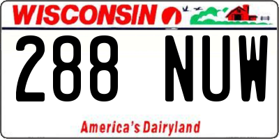 WI license plate 288NUW