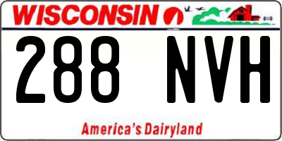WI license plate 288NVH
