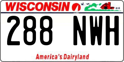 WI license plate 288NWH