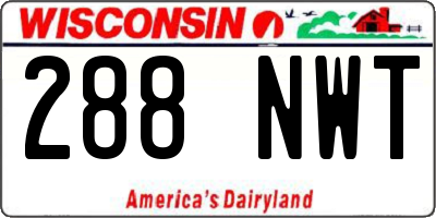 WI license plate 288NWT