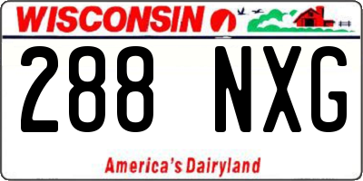 WI license plate 288NXG
