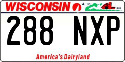 WI license plate 288NXP