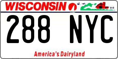 WI license plate 288NYC