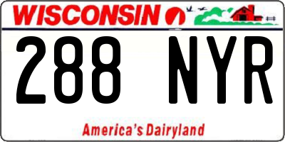 WI license plate 288NYR