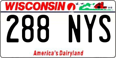 WI license plate 288NYS