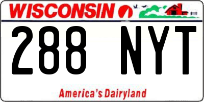WI license plate 288NYT