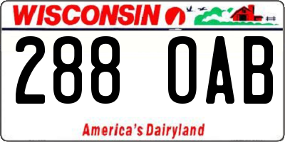 WI license plate 288OAB