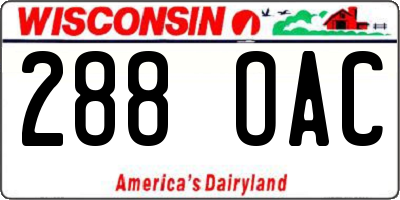 WI license plate 288OAC