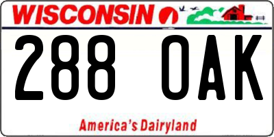 WI license plate 288OAK