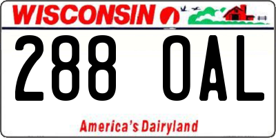 WI license plate 288OAL