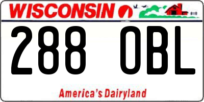 WI license plate 288OBL