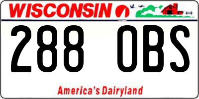 WI license plate 288OBS