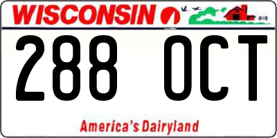 WI license plate 288OCT