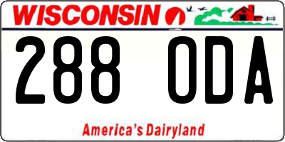 WI license plate 288ODA
