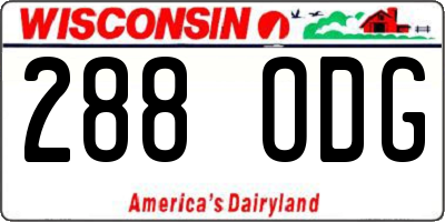 WI license plate 288ODG