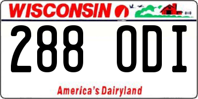WI license plate 288ODI