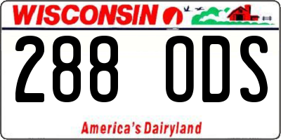 WI license plate 288ODS