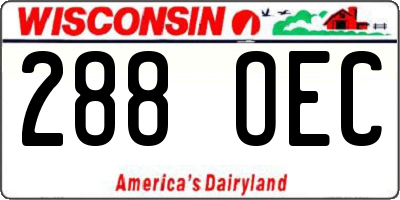 WI license plate 288OEC