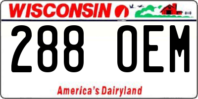 WI license plate 288OEM