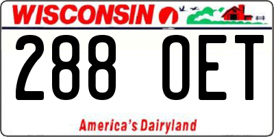 WI license plate 288OET