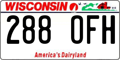 WI license plate 288OFH