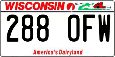 WI license plate 288OFW
