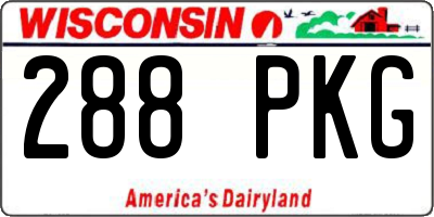 WI license plate 288PKG