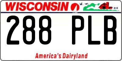 WI license plate 288PLB