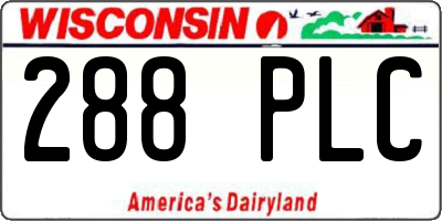 WI license plate 288PLC