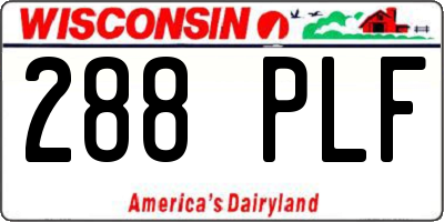 WI license plate 288PLF