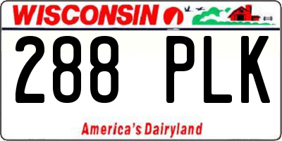 WI license plate 288PLK