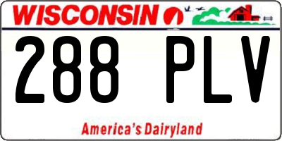 WI license plate 288PLV