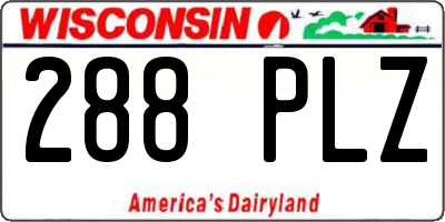 WI license plate 288PLZ