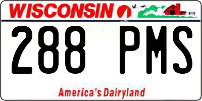 WI license plate 288PMS