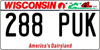 WI license plate 288PUK