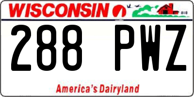 WI license plate 288PWZ