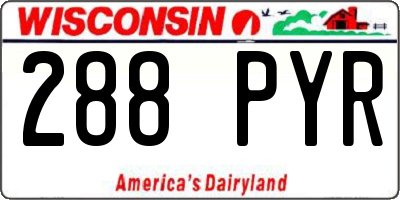 WI license plate 288PYR