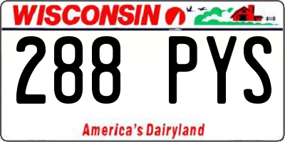 WI license plate 288PYS