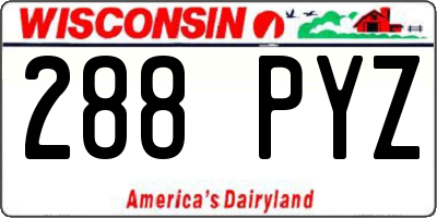 WI license plate 288PYZ