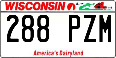WI license plate 288PZM