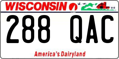 WI license plate 288QAC