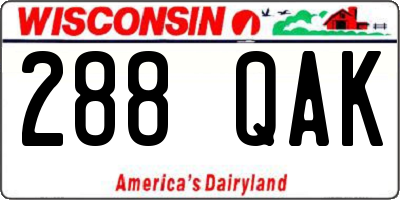 WI license plate 288QAK