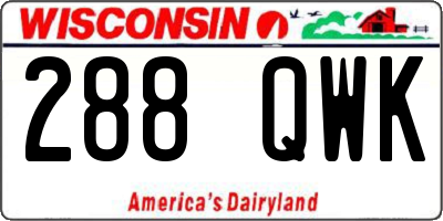 WI license plate 288QWK