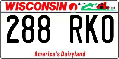 WI license plate 288RKO