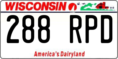WI license plate 288RPD