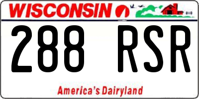 WI license plate 288RSR