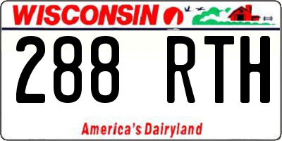 WI license plate 288RTH