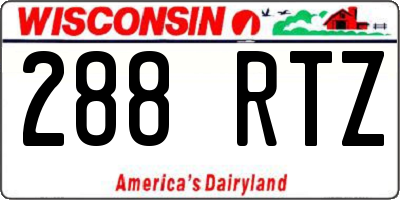 WI license plate 288RTZ